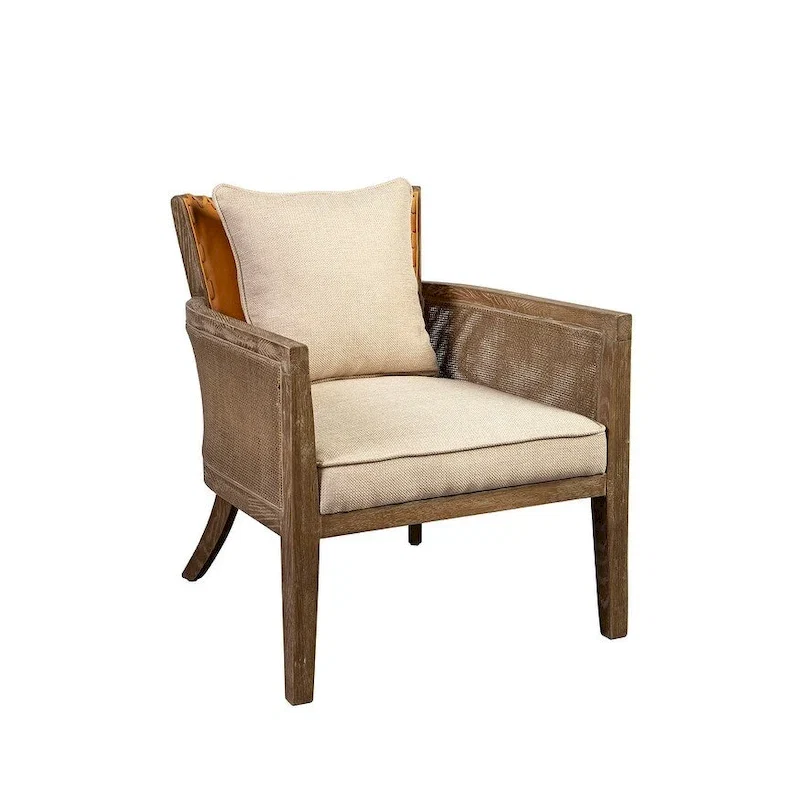 Brown & Beige Cane Back Armchair, Single Seat
