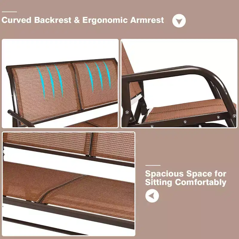 Costway Patio Swing Glider Bench Loveseat Rocking Chair Backyard Poolside