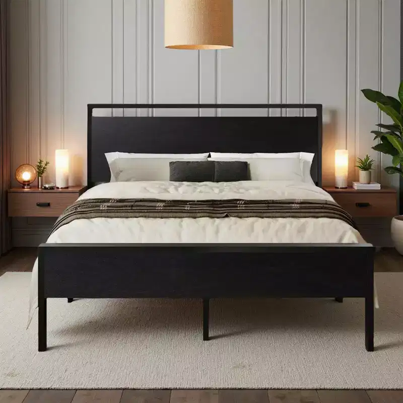 Platform Bed Frame with Headboard and Footboard Under Bed Storage No Box Spring Needed 12 Metal Slats Noise Free
