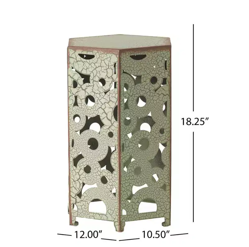 Iron Side Table - Antique Green Finish for Living Room/Garden
