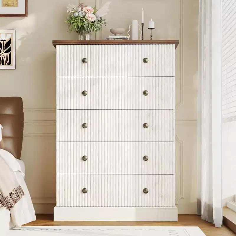 Space-Saving 5-Drawer Tall Dresser for Bedroom  Modern Vertical Chest, Spacious Storage Cabinet  Ideal for Clothes and Home Organization