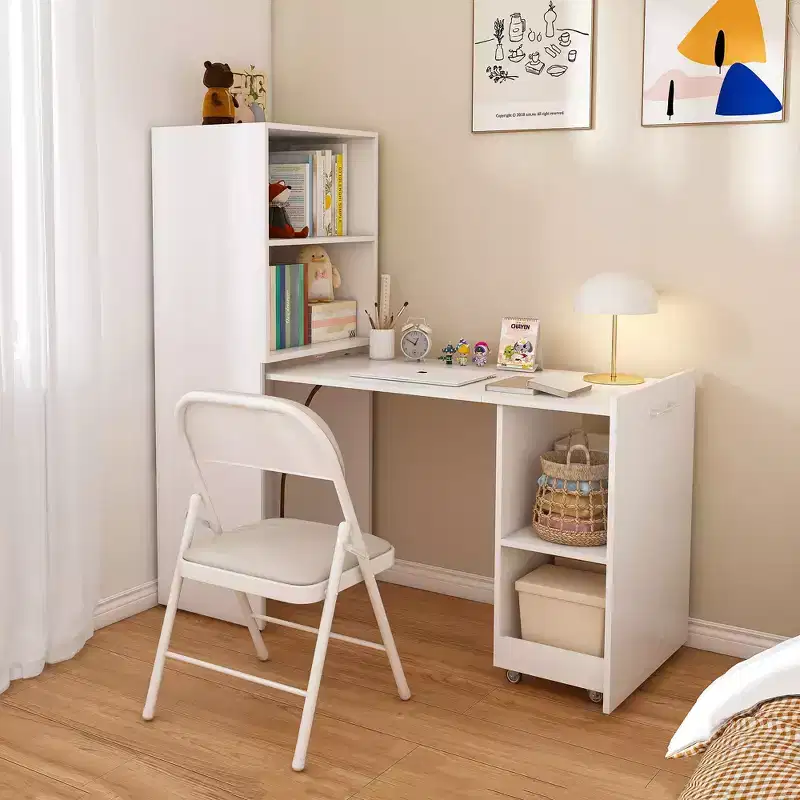 MDF Foldable Rolling Writing Desk 53.54''H x 21.65''W x 15.75''D