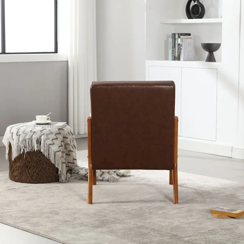 Modern PU Leather Accent Chair with One Pillow