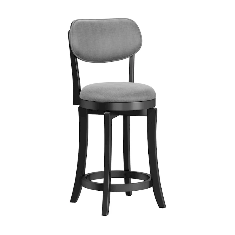 Wood Upholstered Swivel Counter Stool - 38.25H x 20W x 17.5D; Seat Height: 25.5H