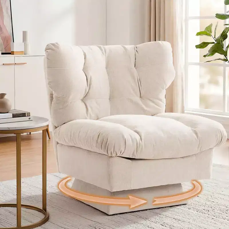 360 Swivel Accent Chair, Chenille Upholstered Reading Lounge Chair with Thick Cushion for Living Room or Bedroom