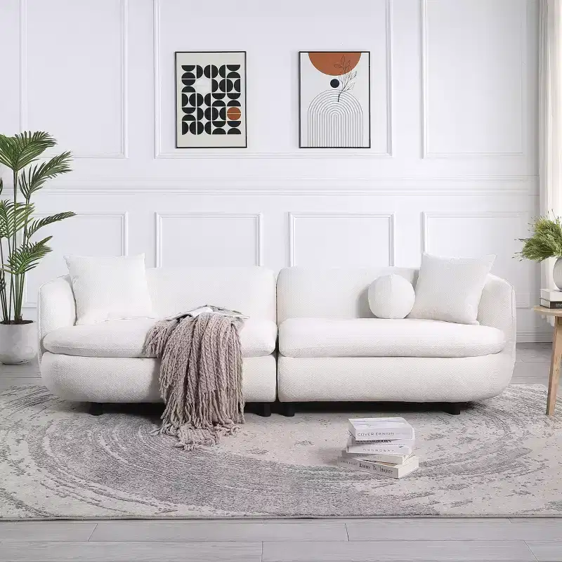 89 inch Round Sofa, 3 Modern Upholstered Couch With 2