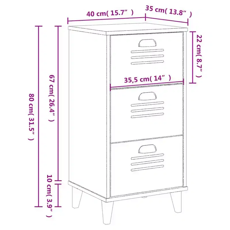 Bedside Cabinet Accent End Table Bedroom Furniture Solid Wood Pine