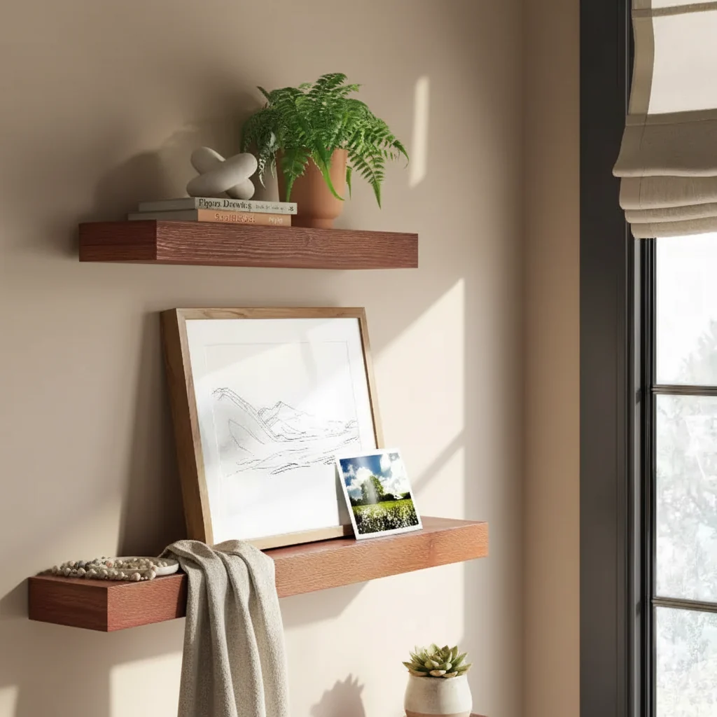 36 Inch Floating Wood Wall Shelf