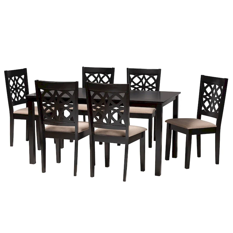 Modern Fabric and Wood Dining Table
