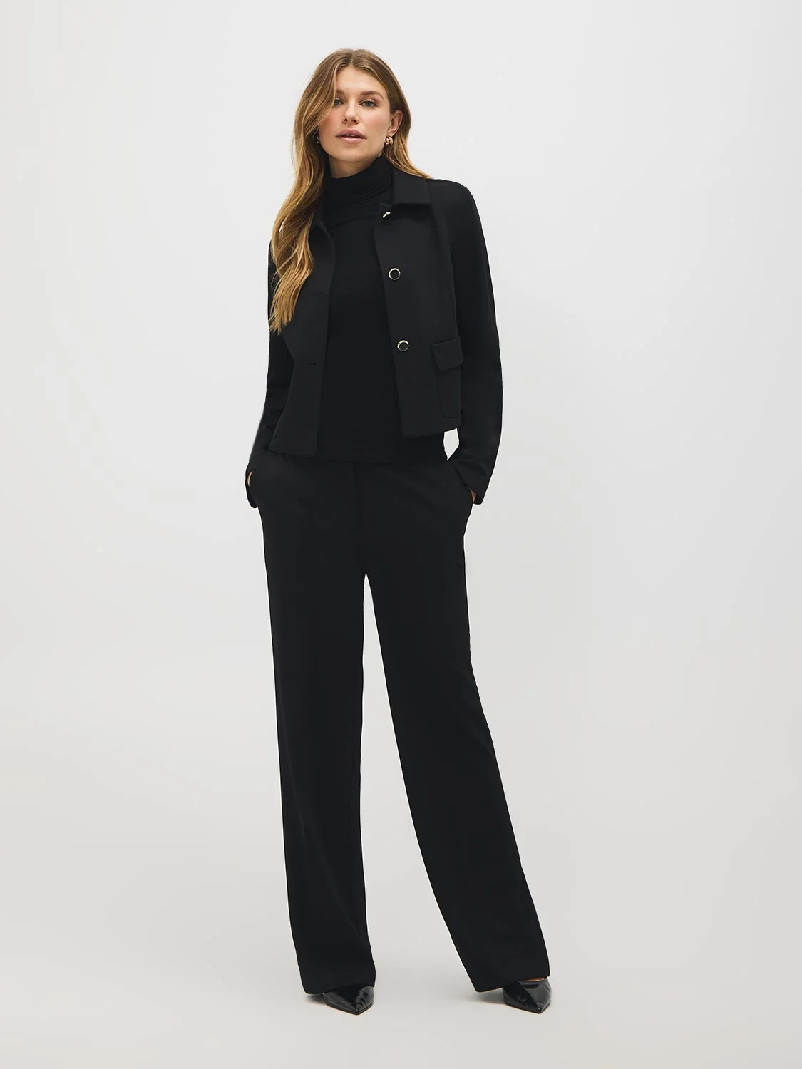 Cropped Twill Blazer