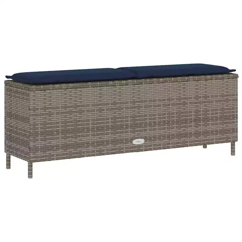 Patio Bench with Cushion Gray 43.3x11.8x15.9 Poly Rattan