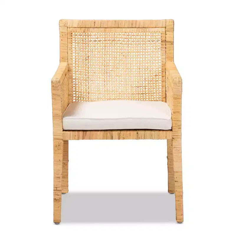 Karis Wood and Rattan Armchair Natural/White - bali & pari