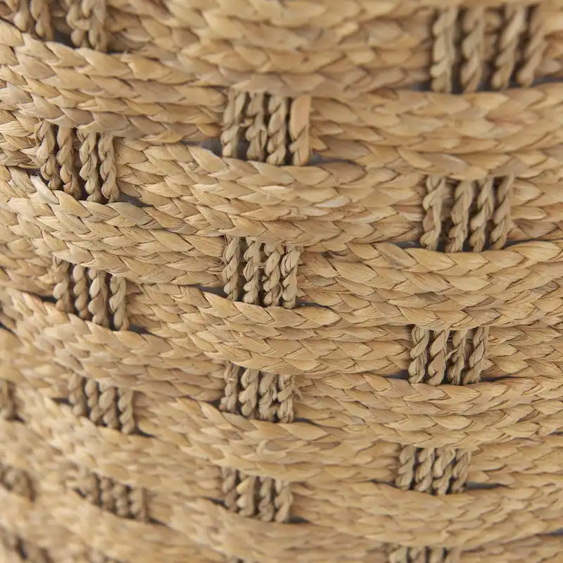 Mercana Michelle Brown Patterned Woven Seagrass Round Pouf