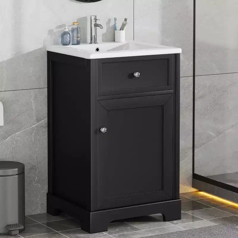 MAYEERTY 20 Bathroom Vanity with Sink Soft Closing Door Storage Rack Adjustable Shelf Gray