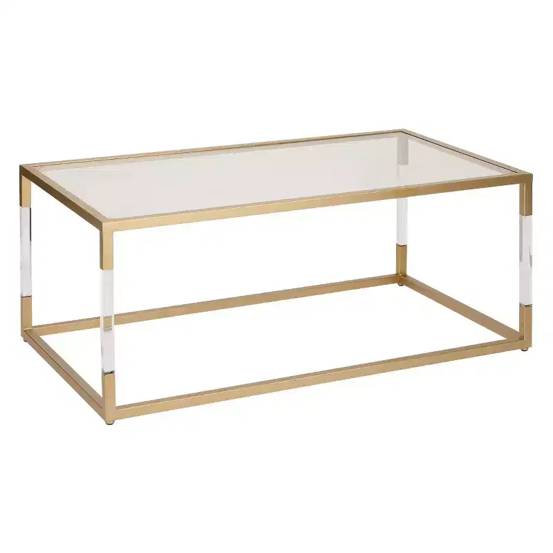 Metal and Glass Coffee Table Gold - Olivia & May: Elegant Iron Frame, No Assembly, Contemporary Design