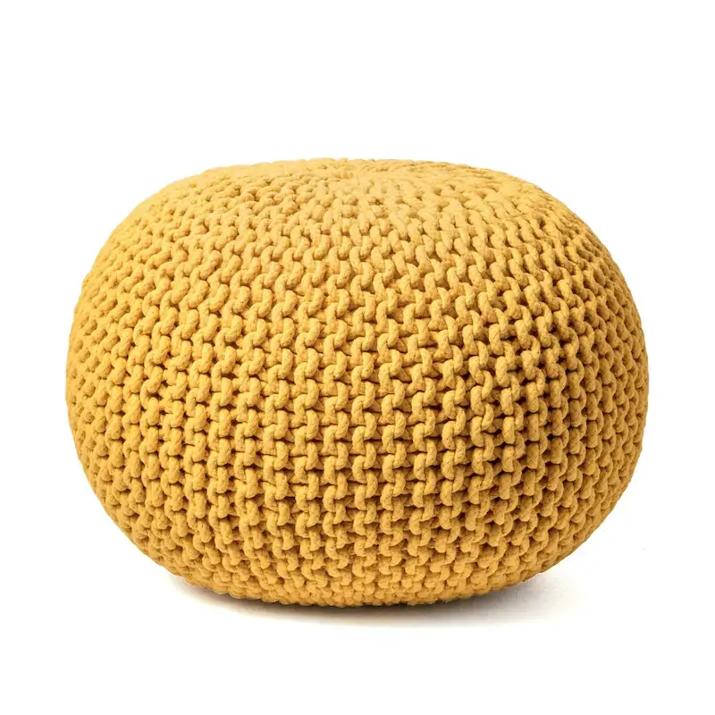 Nuloom Ling Round Knit Filled Ottoman Pouf