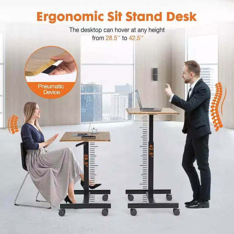 Adjustable Rolling Desk Laptop Computer Cart for Home, Office, Classroom,Overbed Table