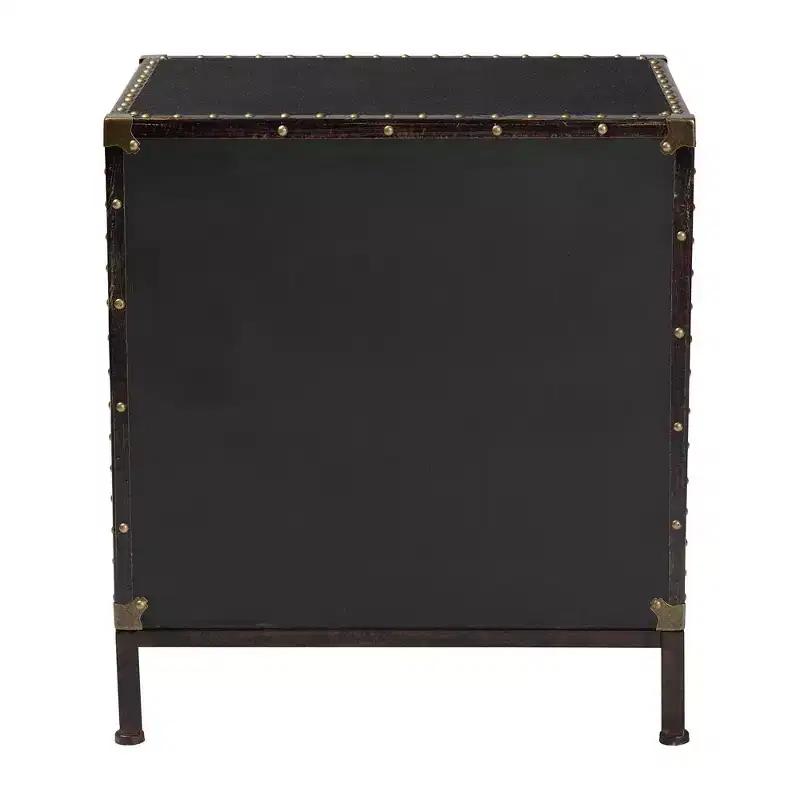 Canvas 2-Drawer End Table Trunk Black/Brown