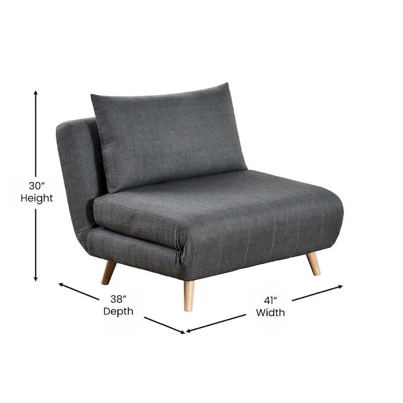 Foldable Sleep Chair with Hideaway Legs and Backrest Pillow - 75.5D x 41W x 30H