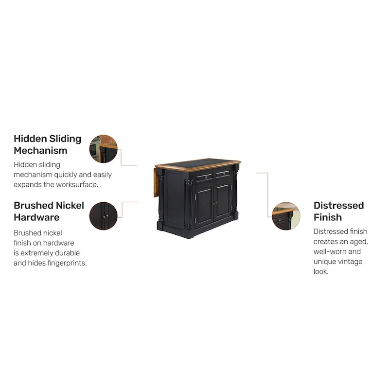 Monarch Black and Oak Kitchen Island