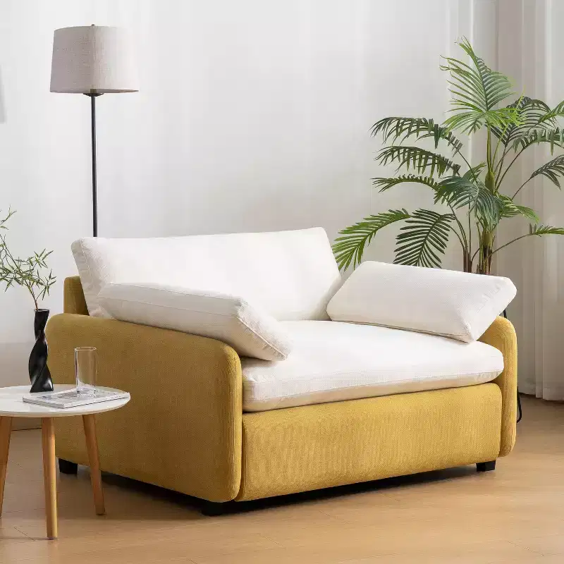 Modern Oversized Chenille Sofa Chair with Color Blocking and Pillows, 50*43 Inch