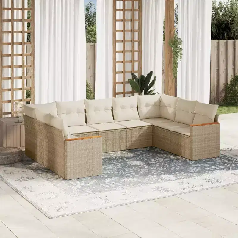 vidaXL 9 Piece Patio Sofa Set with Cushions Poly Rattan