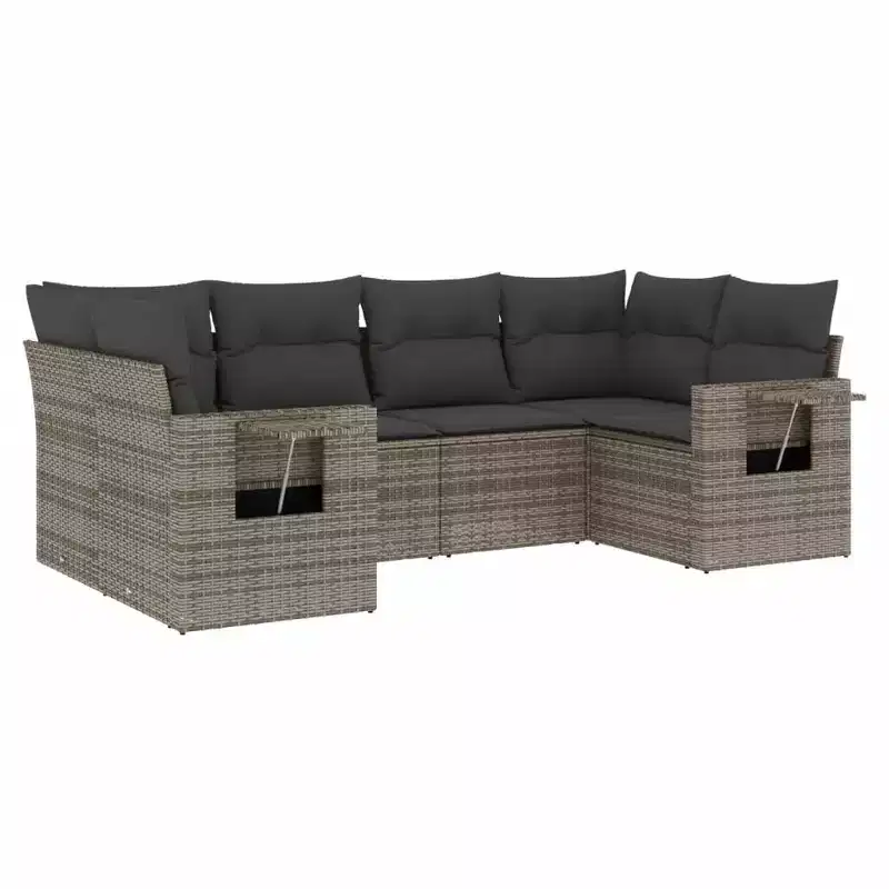 vidaXL Patio Sofa Set in Poly Rattan with Cushions