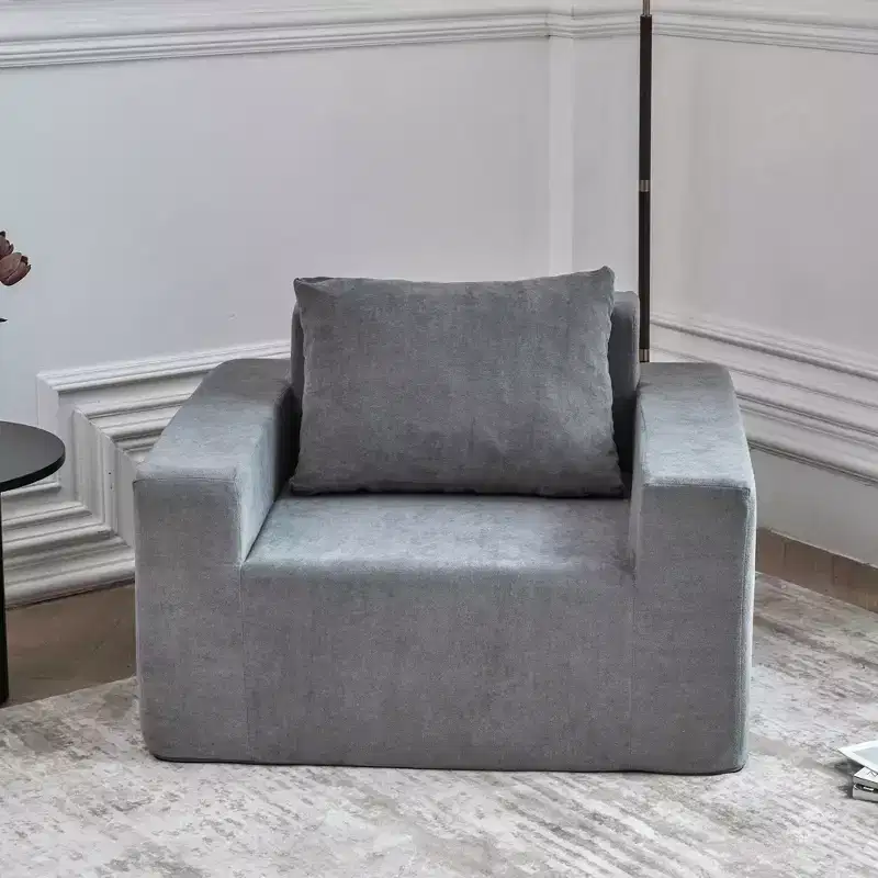 Large Bean Bag Sofa, High-Density Foam Floor Chair with Included Pillow, Modern Lazy Sofa Chair for Adults in Living Room