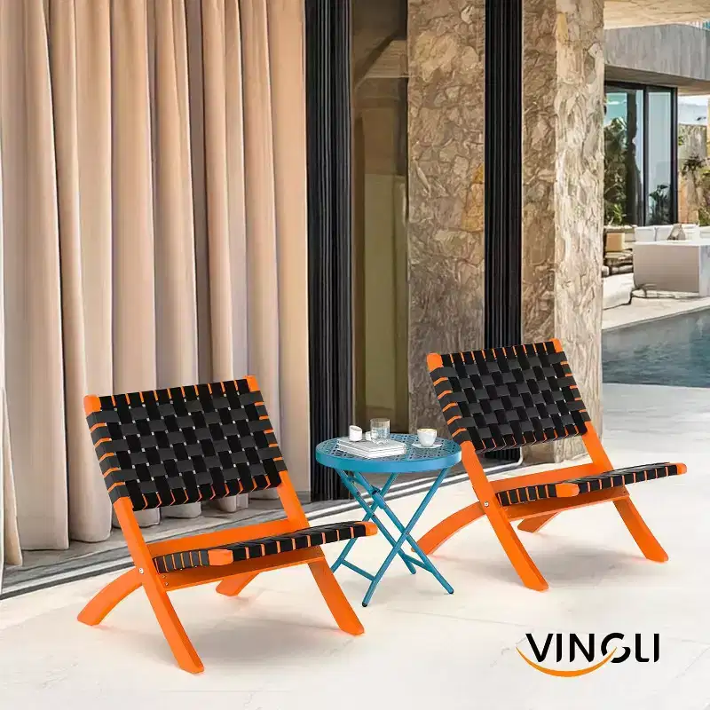 Patio Folding Side Table, Small Outdoor Table with Floral Pattern and Sturdy X-Shaped Metal Frame, Blue, 1 Pack
