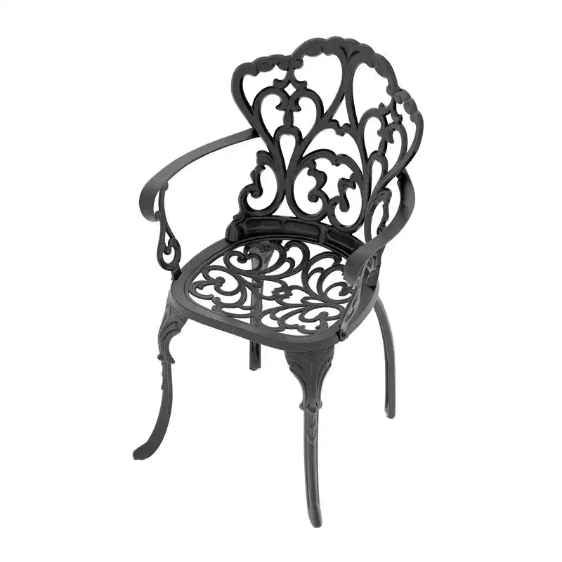 Set of 4 Cast Aluminum Patio Dining Chairs, Black Rust Resistant Frame with Water Resistant Cushions