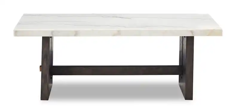 52 id Wood and Marble Coffee Table White and Brown Oak