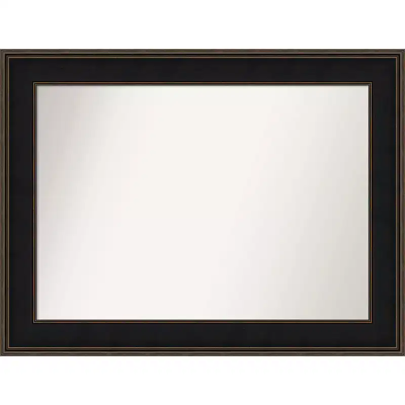 46" x 35" Non-Beveled Mezzanine Wood Bathroom Wall Mirror Espresso Brown - Amanti Art: Includes Mounting Hardware