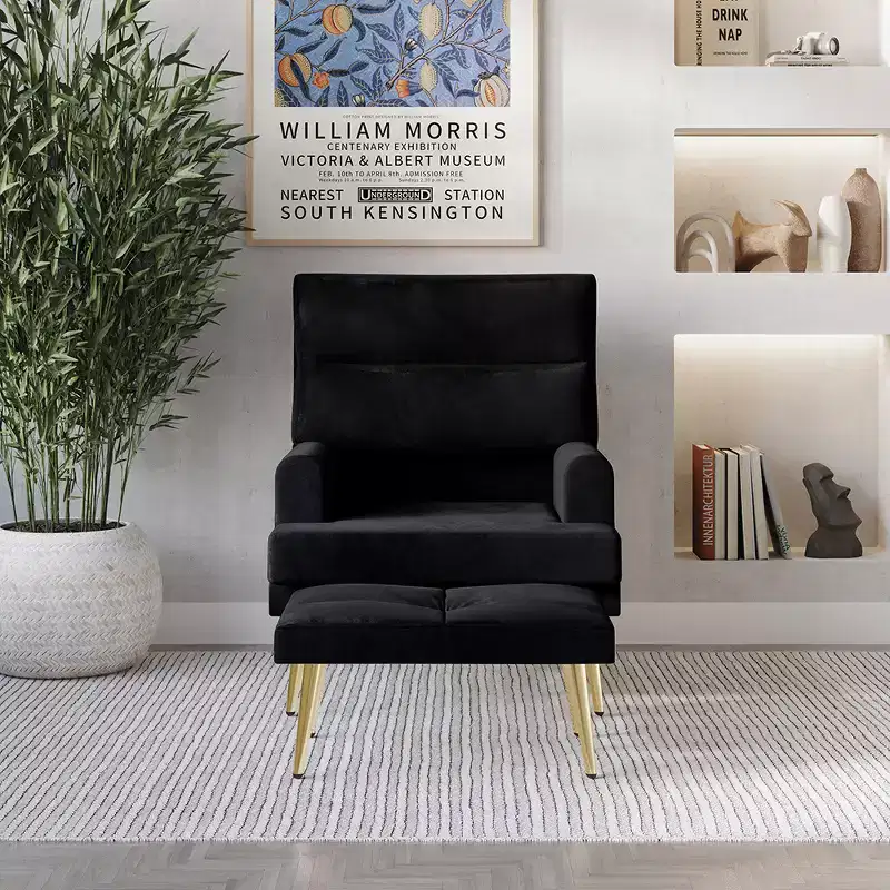 ChaletPosh Accent Chair with Ottoman in Velvet