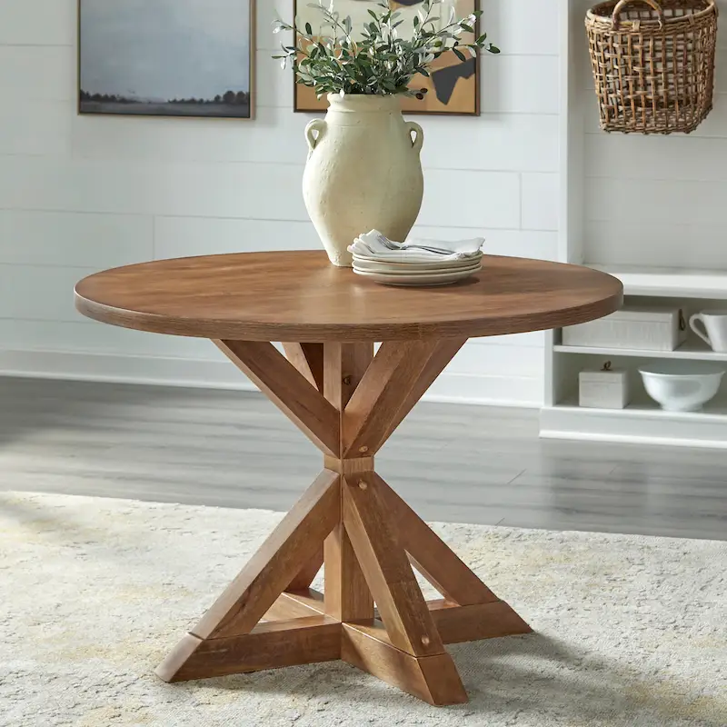 Driftwood Round Pedestal Dining Table, Seats 4