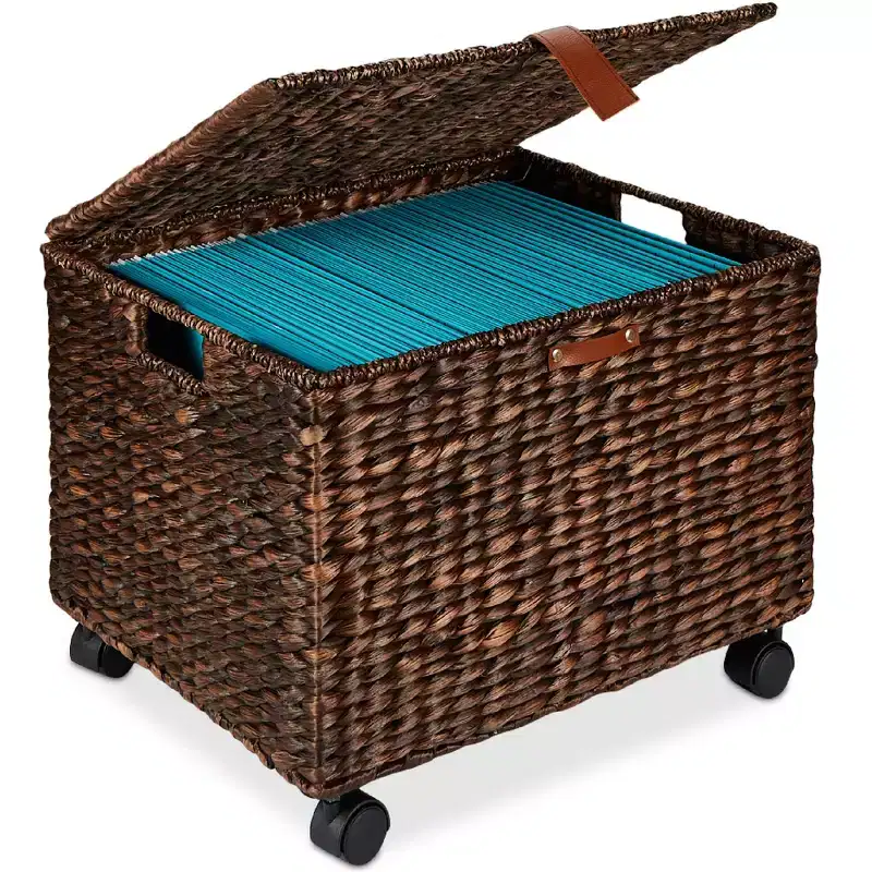 Hyacinth Rolling Filing Cabinet with Lid and Locking Wheels