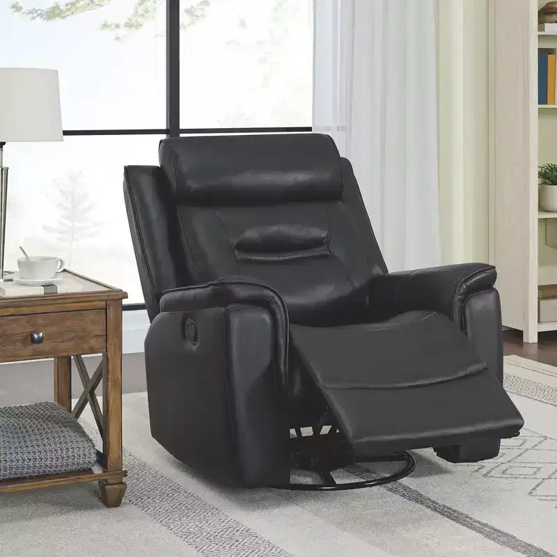 Spruce & Spring Swivel Manual Recliner Faux Leather Glider Recliner