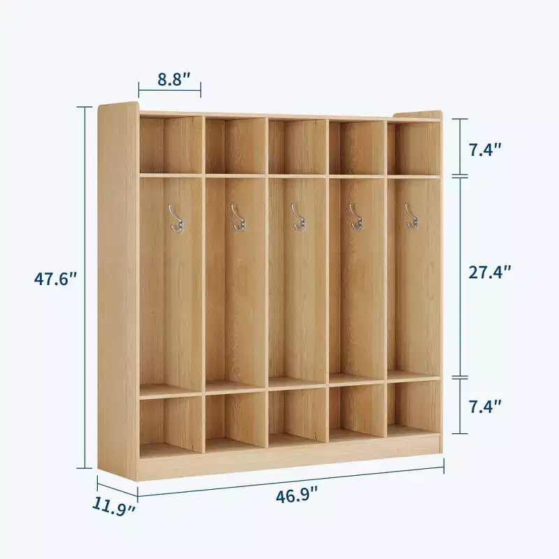 5-Section Classroom Coat Locker with 10 Cubbies & Hooks - Daycare Storage Organizer for School, Nursery, Kindergarten & Home Use