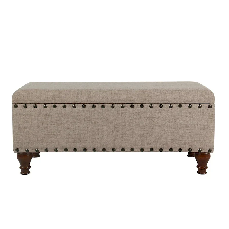 Tufted Linen Storage Bench