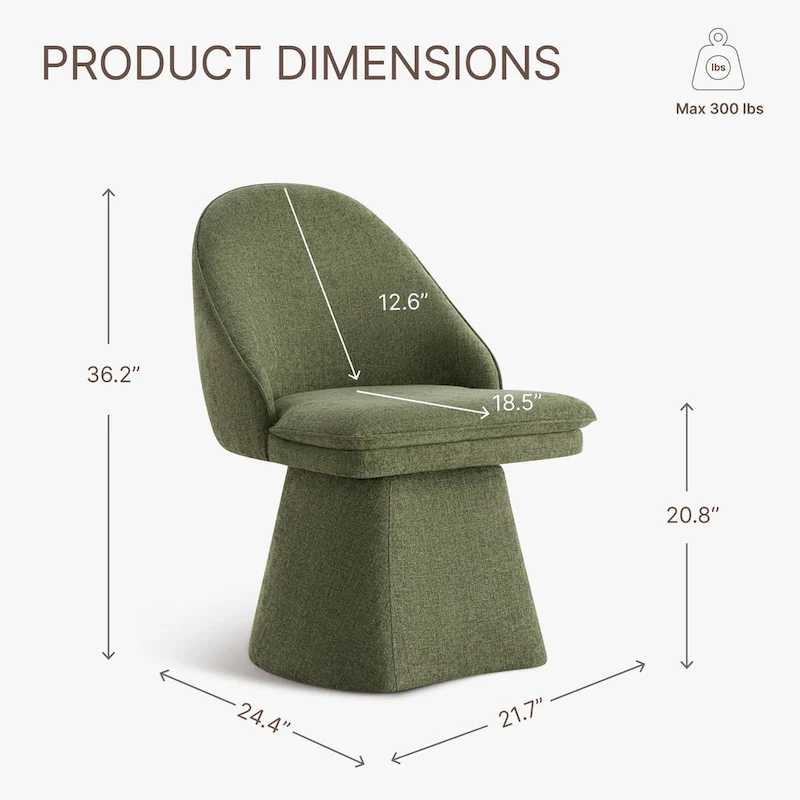 Darah Upholstered Swivel Armless Dining Chair Double-layered Cushions