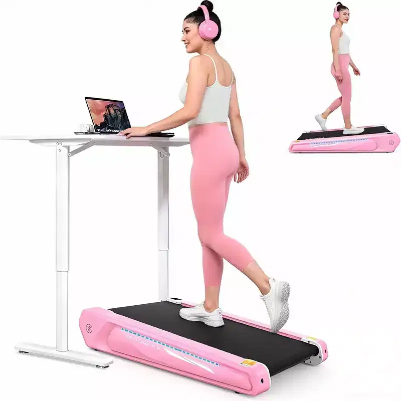 KRISRATE Walking Pad, 2 in 1 Under Desk Treadmill for Home Office, 2.5 HP Mini Compact Walking Treadmill, Installation-Free, Unique Lighting Design