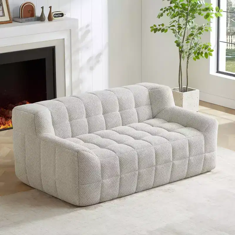 GDFStudio Tobey Modern 64.5 Square-Tufted Velvet Compression Foam Loveseat