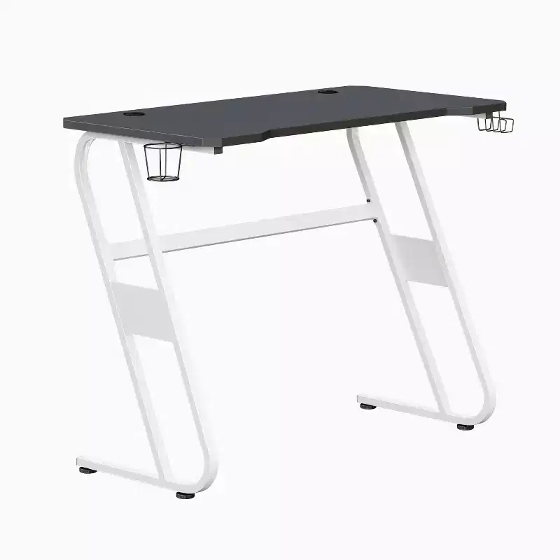 Emma and Oliver Professional Gaming Ergonomic Desk with Cup Holder and Headphone Hook