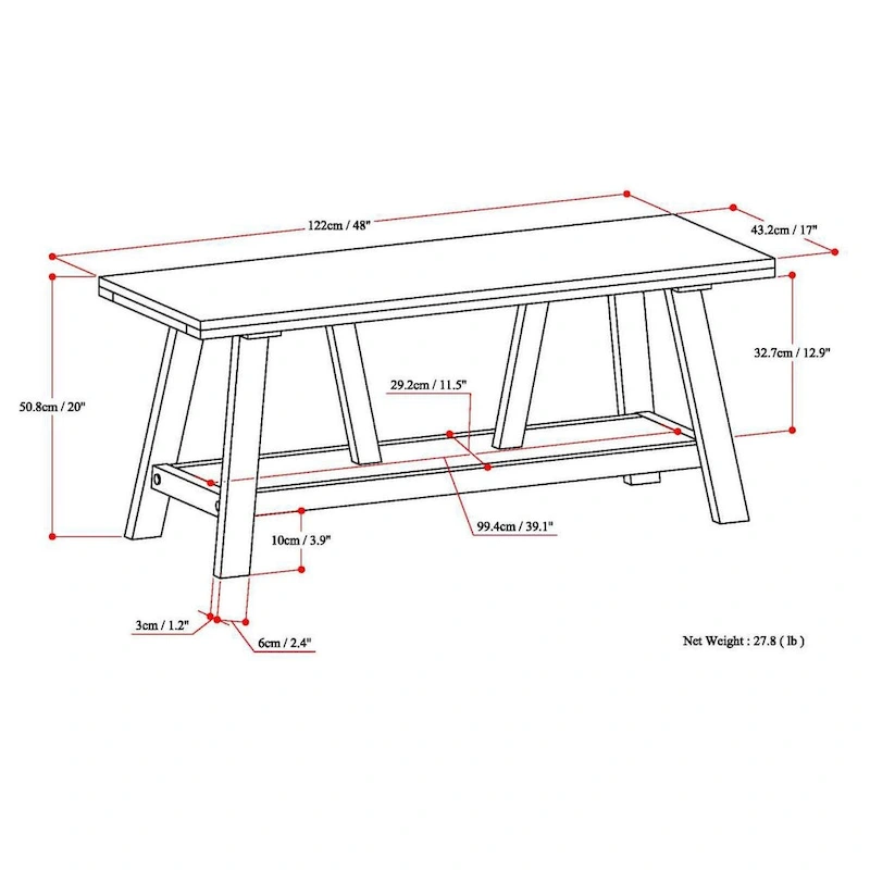WYNDENHALL Stewart SOLID WOOD 48 inch Wide Industrial Entryway Bench in Driftwood - 48 W x 17 D x 20 H