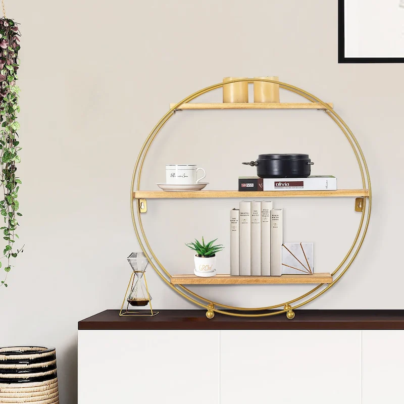 Multipurpose 3 Tier Round Floating Wall Shelves - 19.6D x 19.6W x 5.3H
