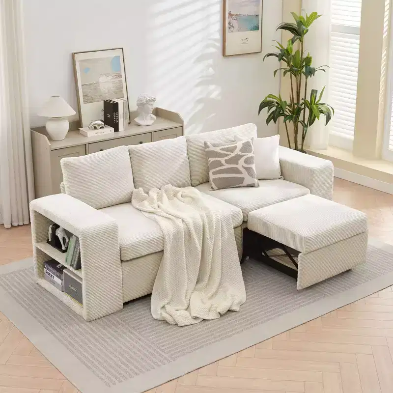 HYLEORY Convertible L Shaped Couch Sofa Bed with Pull Out Bed, Sleeper Sofa with Reversible Chaise for Living Room, Apartment, Bedroom, Office