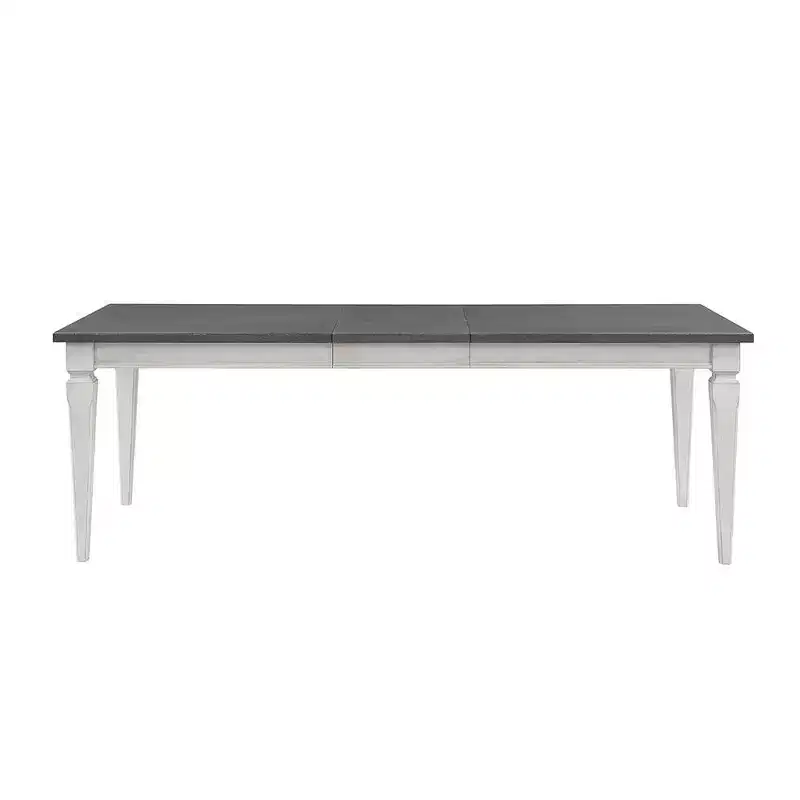 90" Katia Dining Table Rustic Gray and Weathered White Finish - Acme Furniture: Extendable, Seats 8