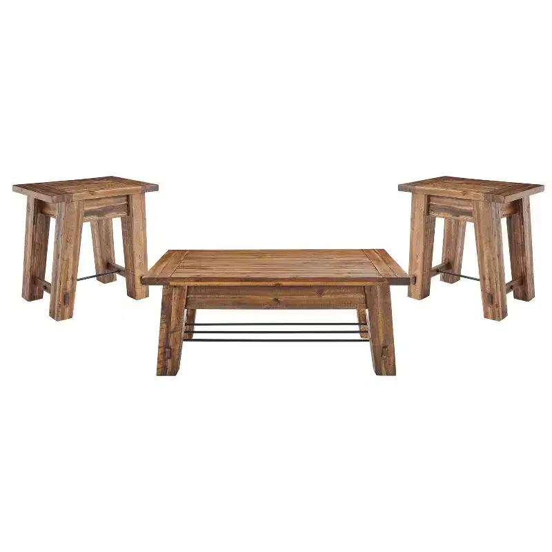 48" Durango Coffee Table & 2 End Tables Dark Brown - Alaterre Furniture