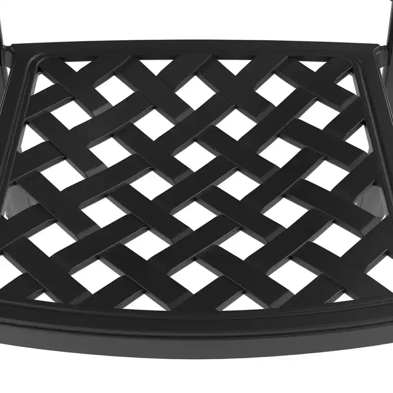 Set of 4 Cast Aluminum Patio Dining Chairs, Black Rust Resistant Frame with Water Resistant Cushions