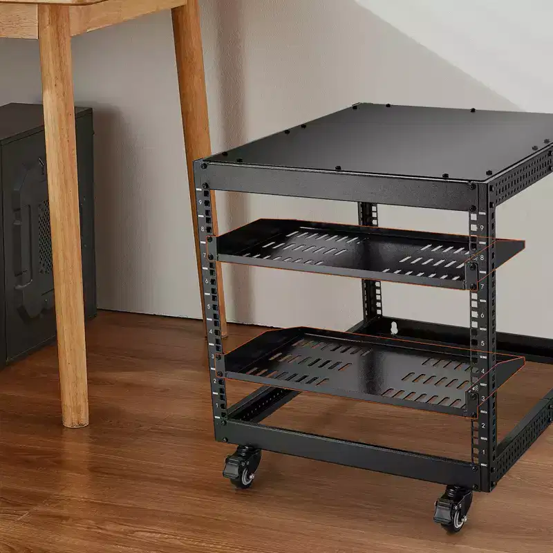 VEVOR 2PCS 1U Server Rack Shelf, 10/254 mm Depth, 50 lbs Max Load Capacity Vented Cantilever or Wall Mount Rack Mount Shelf with Tray