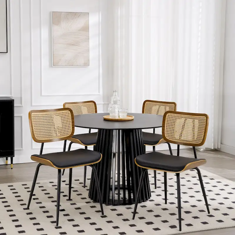 Faux Leather Upholstered Dining Chairs Set of 2/4 - 33.5 H x 17.5 W x 23 D